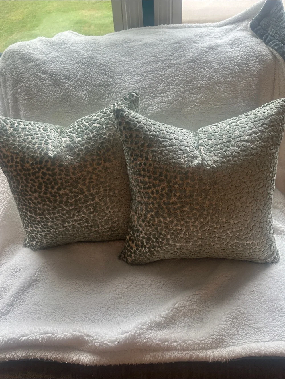 Decorative Sage Textured Throw Pillow Pair Covers only